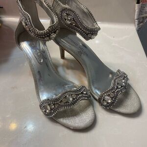 ANTONIO MELANI Glittering Silver Embellished Heels